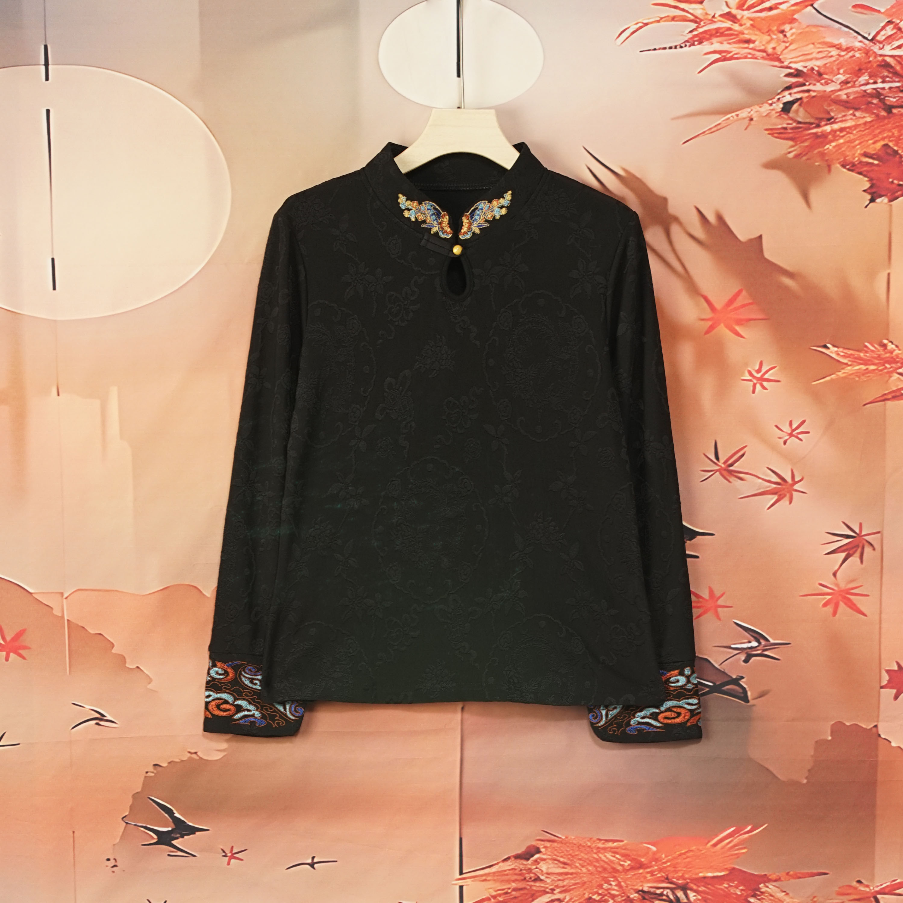 【莨夏绸苑】新中式时尚气质印花小衫（E23）