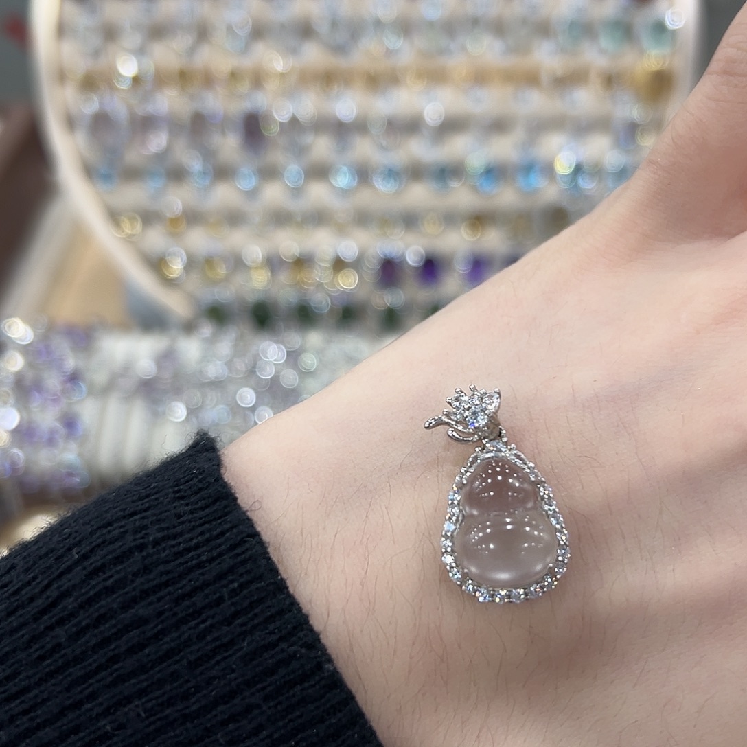 球****岫玉银S925镶嵌吊坠(赠链)水沫子