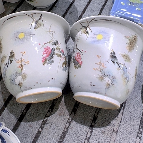 摆件随***A粉彩花鸟陶瓷