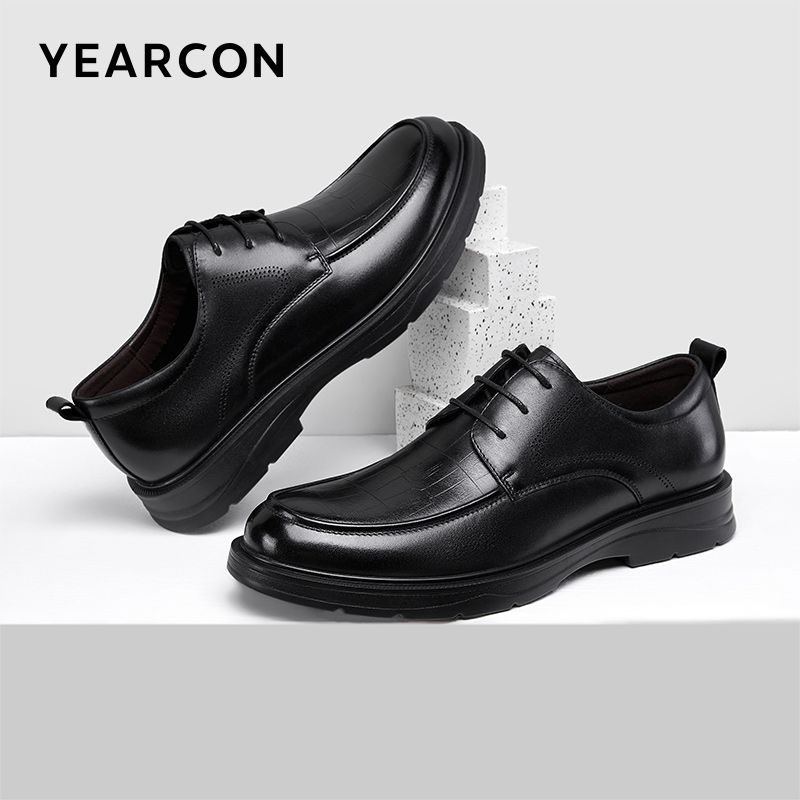 意尔康男鞋真皮商务休闲皮鞋2025新款男士正装鞋新郎婚鞋96304W