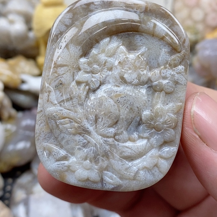 颈饰未镶嵌硅化珊瑚（珊瑚玉）