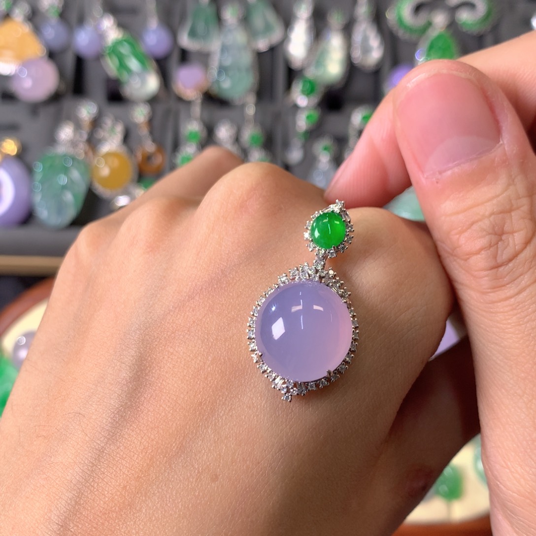 翡翠18K金镶嵌吊坠(不含链)