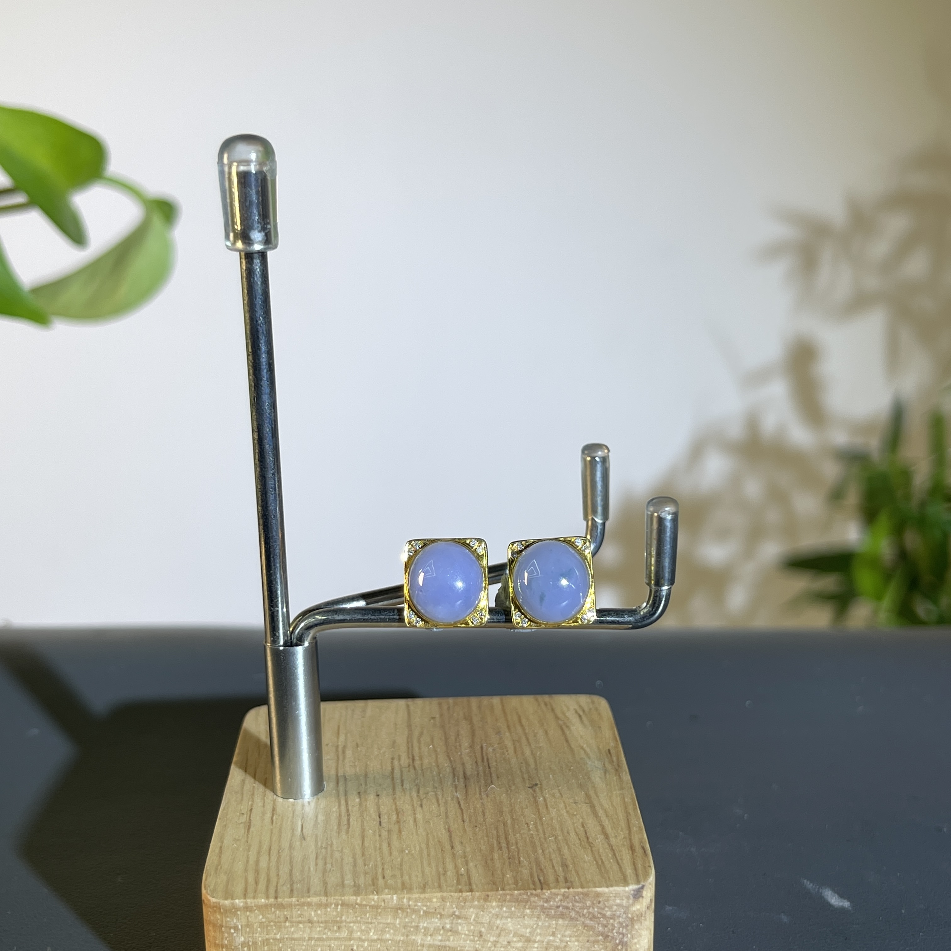 JTB05-231 天然缅甸翡翠A货 18K含钻镶嵌耳饰