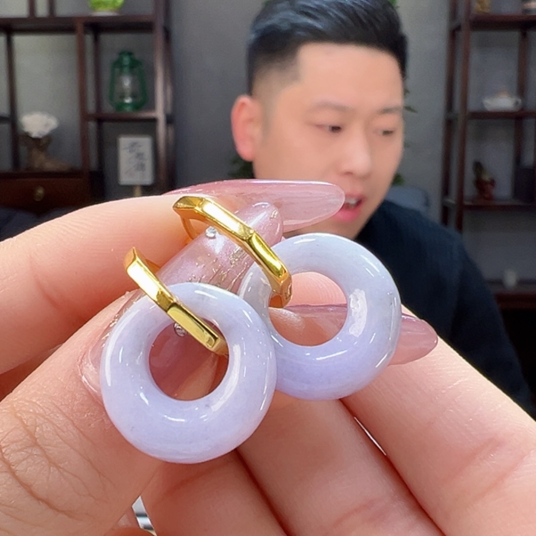 翡翠耳饰银S925镶嵌耳环1