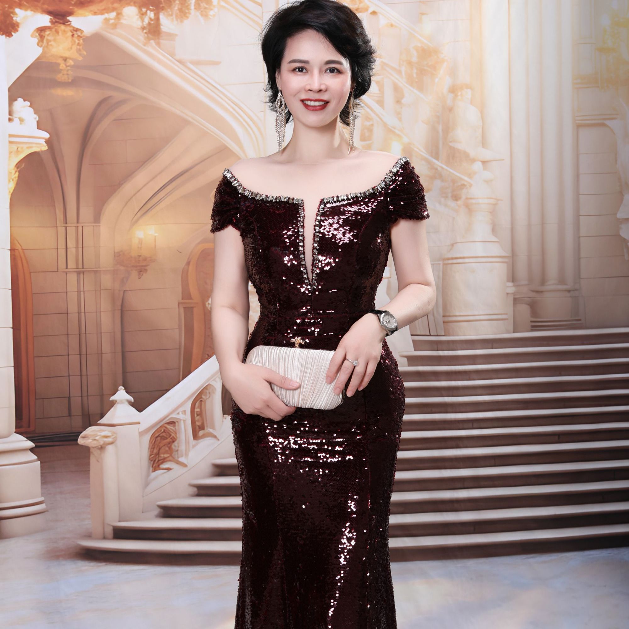 BOFEINA/帛妃娜高定礼服回门显瘦西式洋气喜妈妈礼服婆婆婚宴服