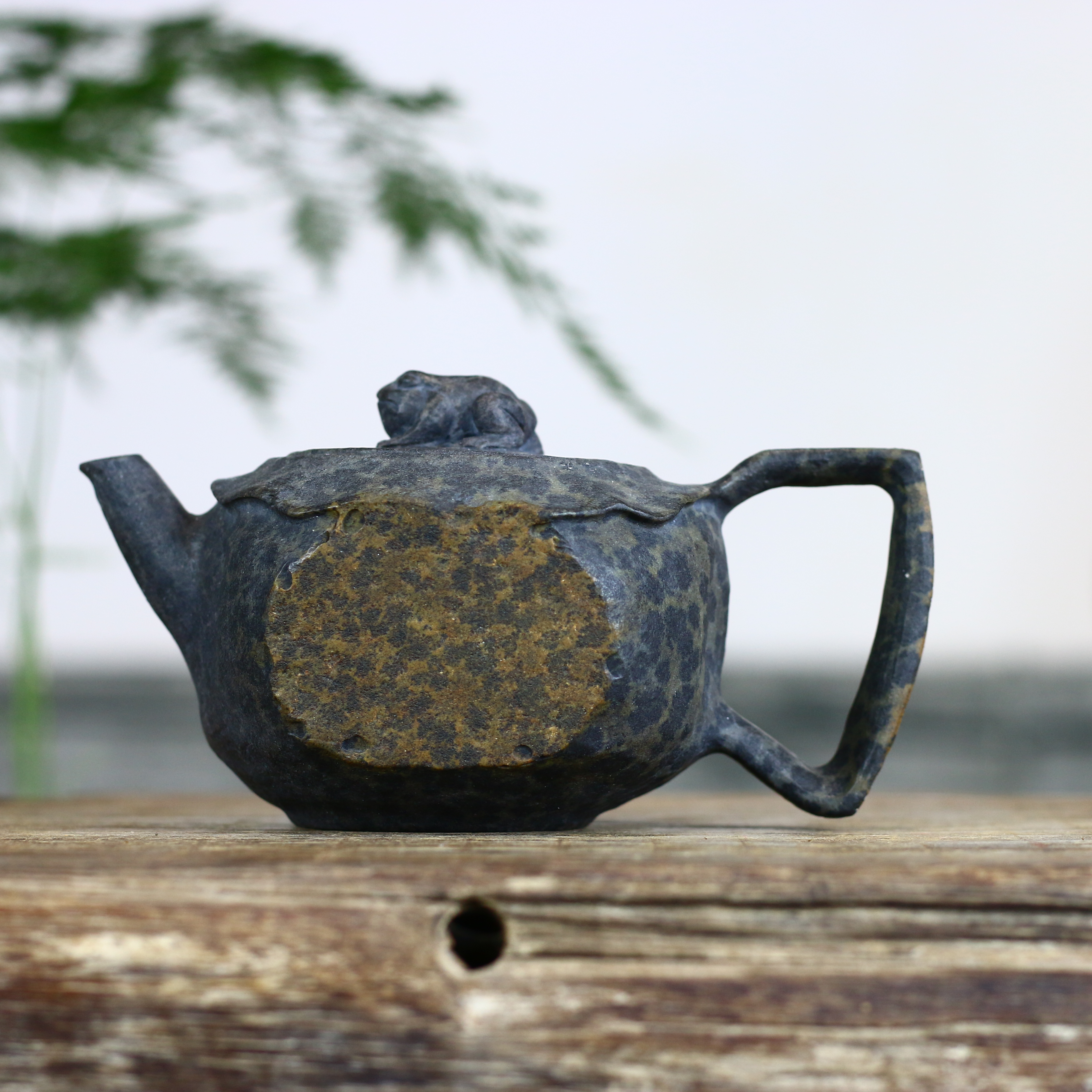 冰碛岩豹纹整石雕刻#荷趣系列200ml手工茶壶