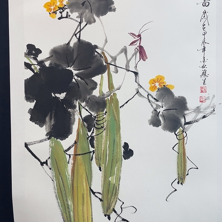 国画四尺三开作品