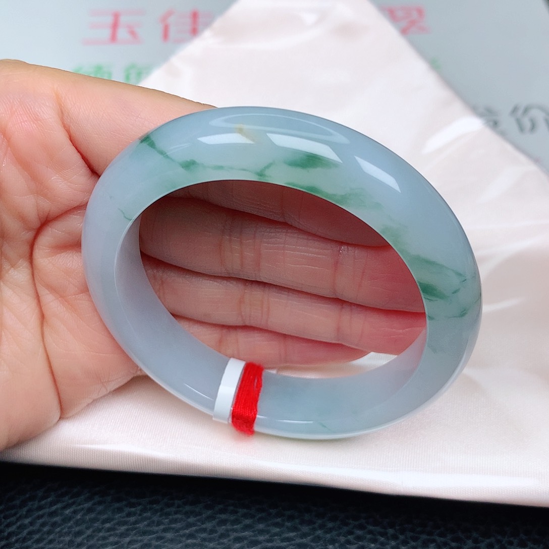 未镶嵌手镯翡翠冰胶飘绿新品8