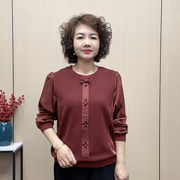 2025秋季时尚减龄洋气显瘦长袖遮肚百搭宽松休闲中老年妈妈装