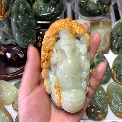 岫岩河磨玉（透闪石质玉）手把件未镶嵌