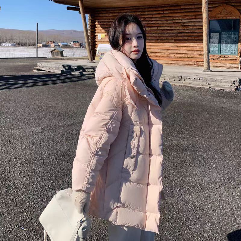 008女中长款2025冬季新款韩版宽松加厚甜美时尚白鸭绒外套