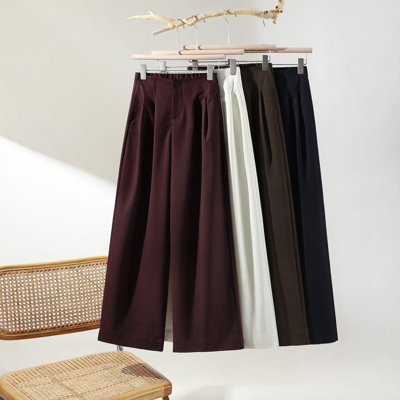 【洗水钛金棉】2025秋季阔腿裤女新款爆款裤子宽松休闲裤显瘦高腰裤