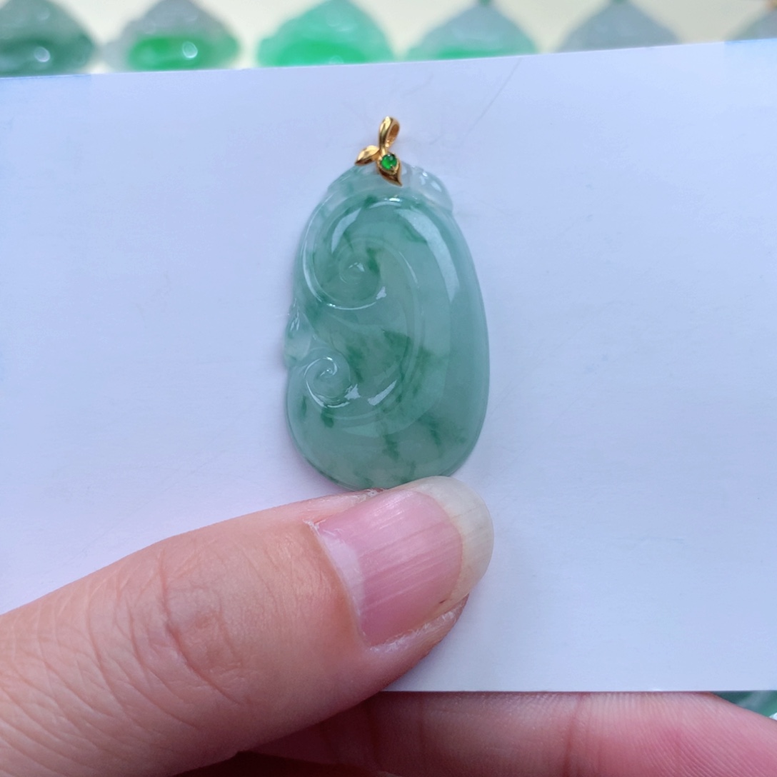 翡翠吊坠(不含链)18K金镶嵌非*好