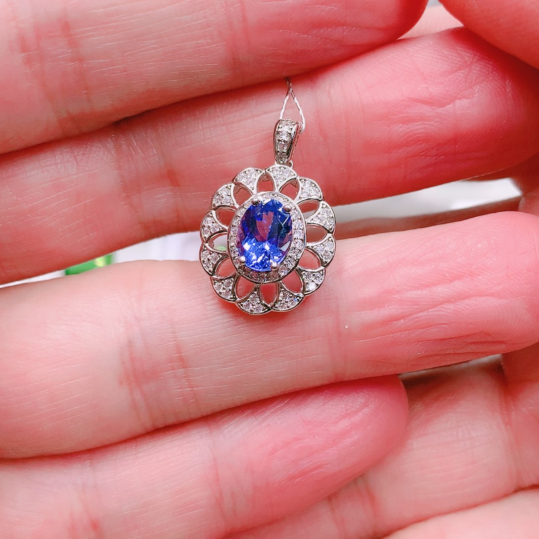 银S925镶嵌吊坠(不含链)坦桑石