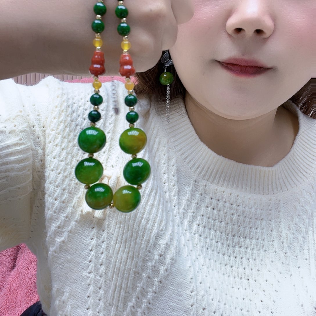 翡翠未镶嵌颈饰项链