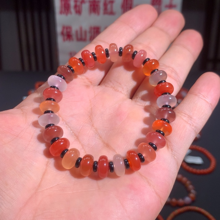 南红玛瑙未镶嵌单圈10mm➕算盘珠多宝