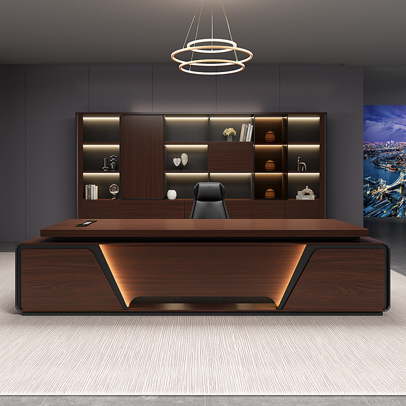 轻奢感老板桌办公桌椅组合总裁大班台办公室家具