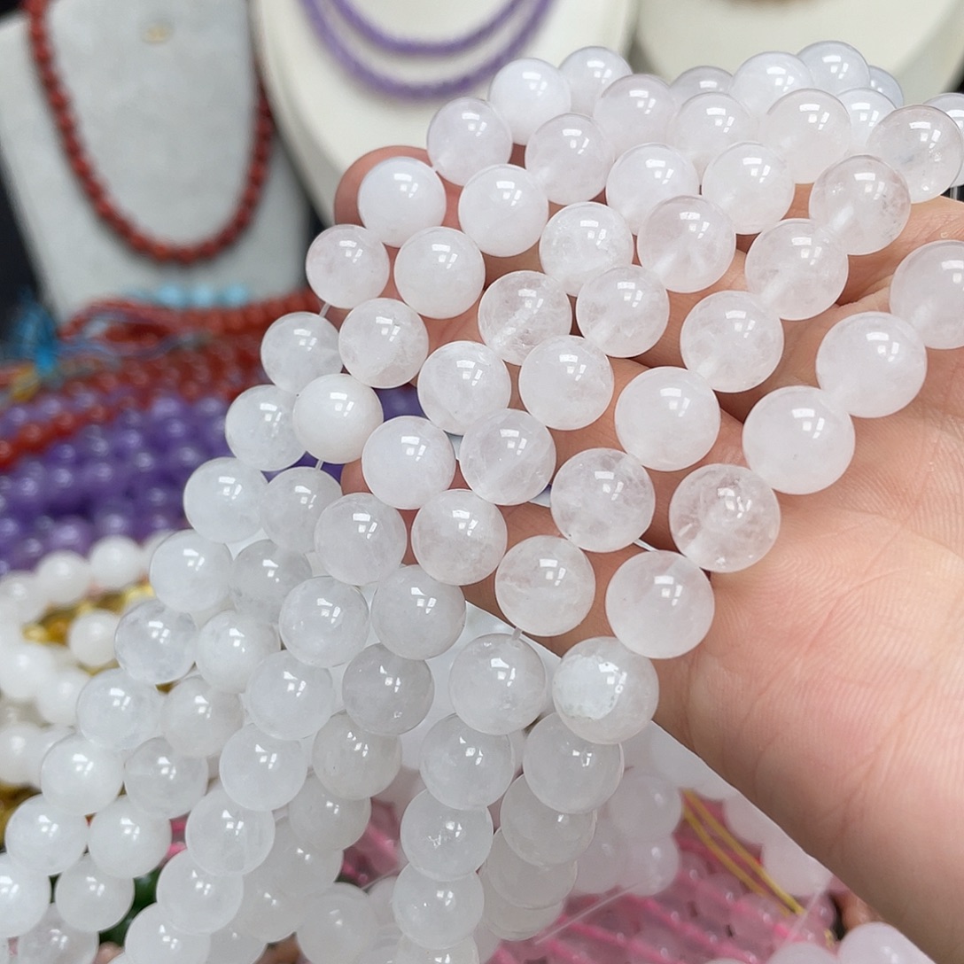 玛瑙/玉髓未镶嵌半成品白玉10m散珠