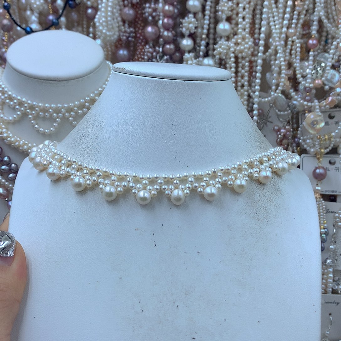 长***糖淡水珍珠银S925镶嵌耳饰