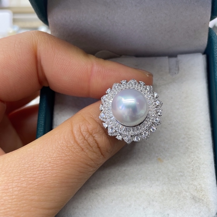 海水珍珠戒指银S925镶嵌