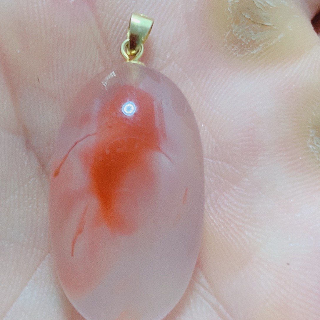 南红玛瑙银S925镶嵌吊坠(不含链)