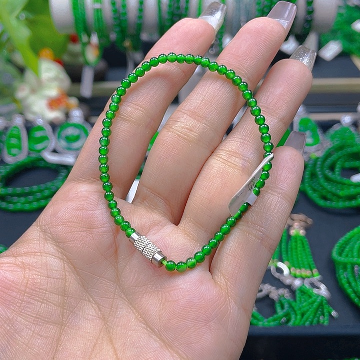 翡翠手链未镶嵌竹**行圆珠手链3