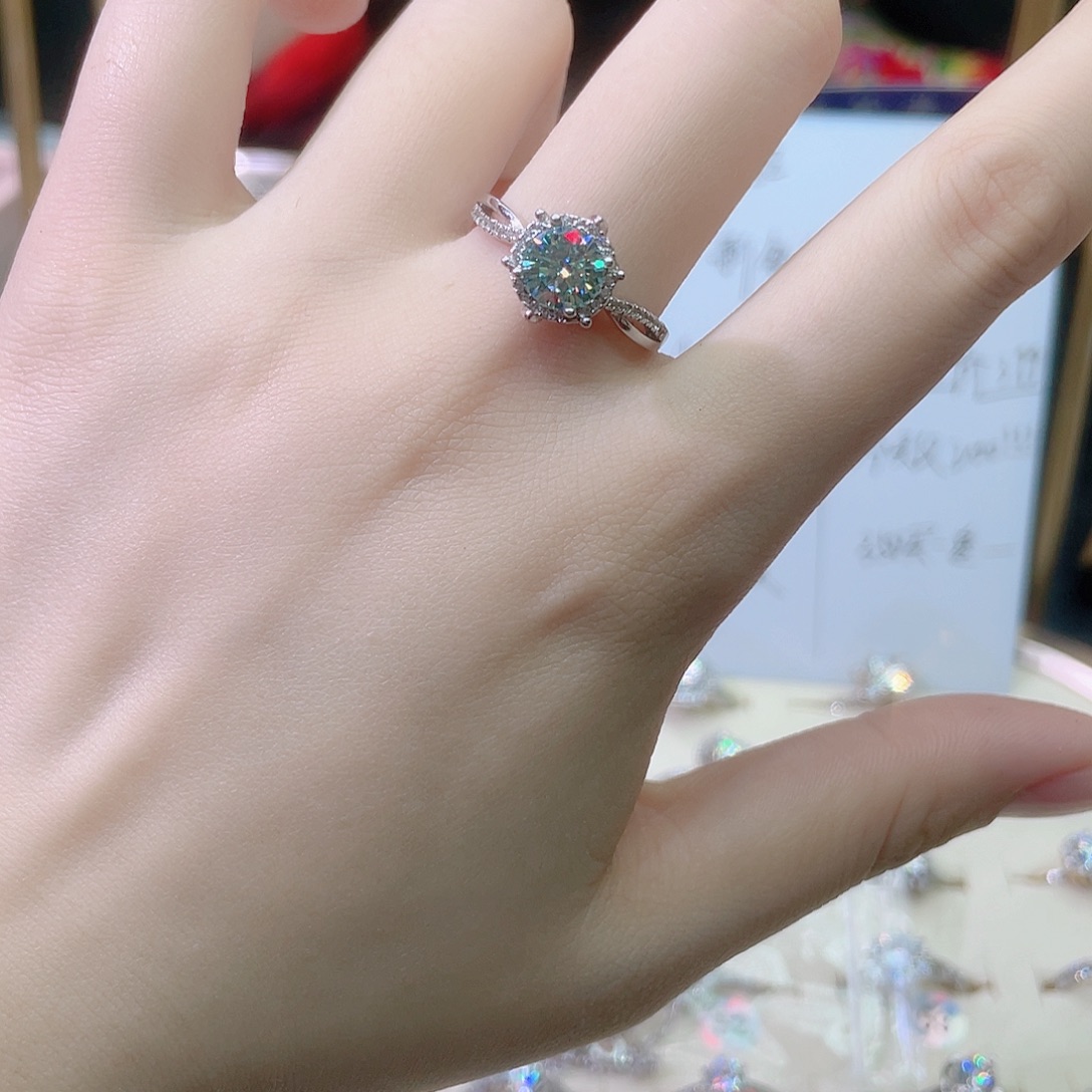 925银合成碳硅石一克拉冰川蓝高货王氏庄园