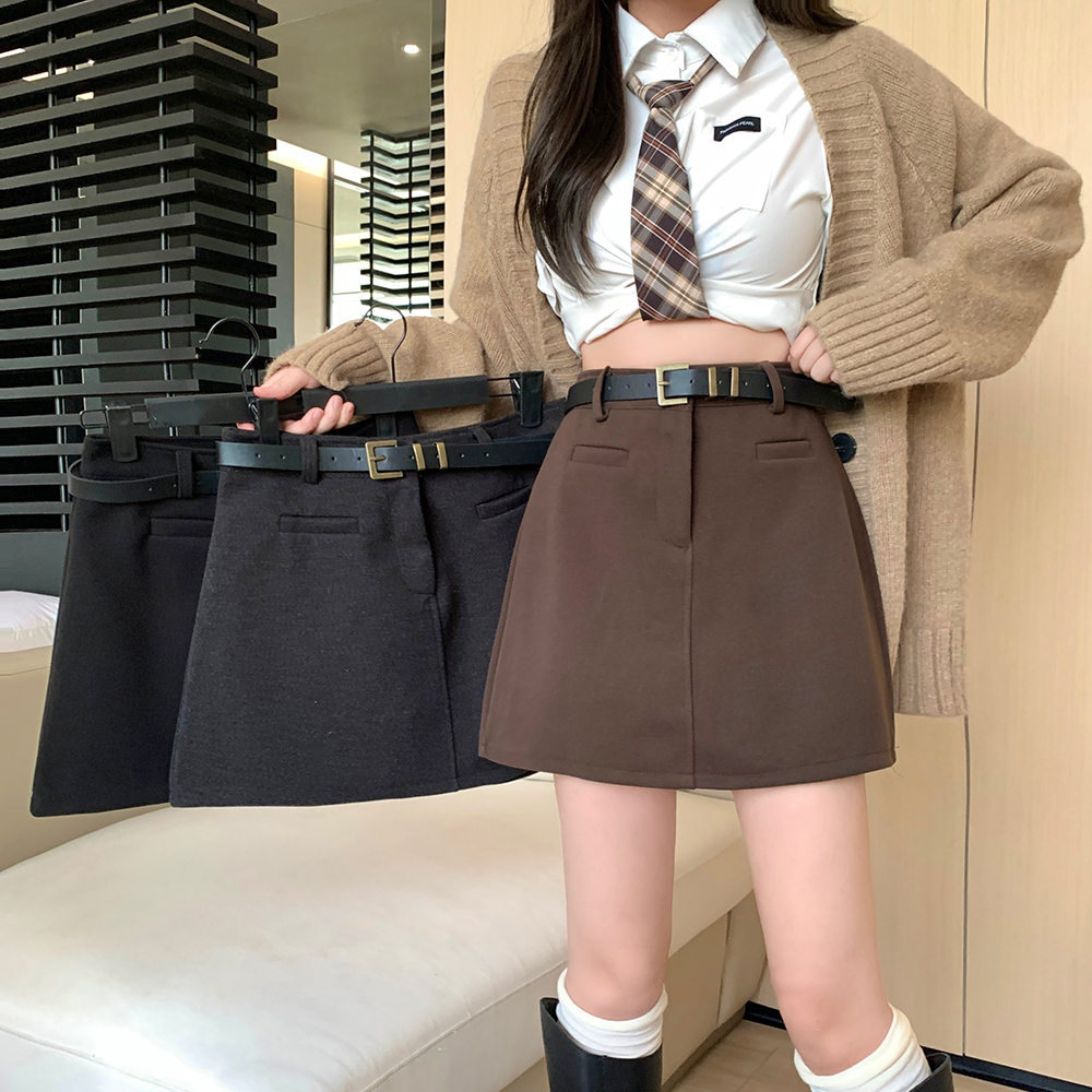 【涵胖胖】Q 大码女装秋冬季胖妹妹显瘦复古校园风港风毛呢短裙2265