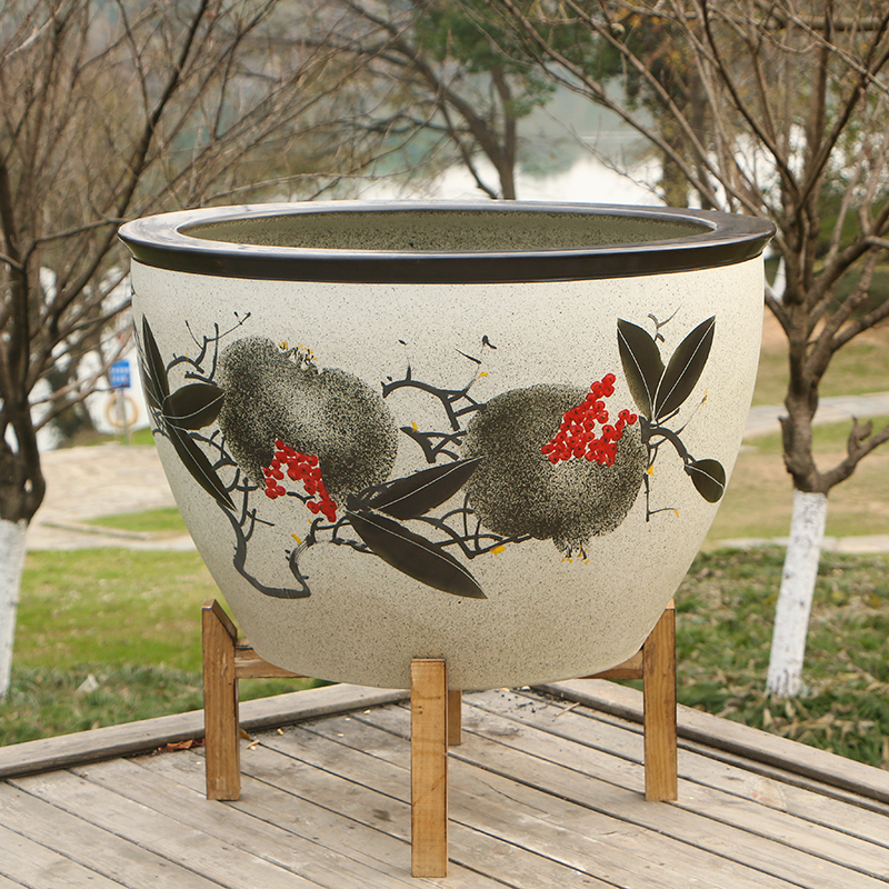 景德镇陶瓷鱼缸创意荷花缸大型乌龟缸睡莲碗莲花盆阳台室外复古