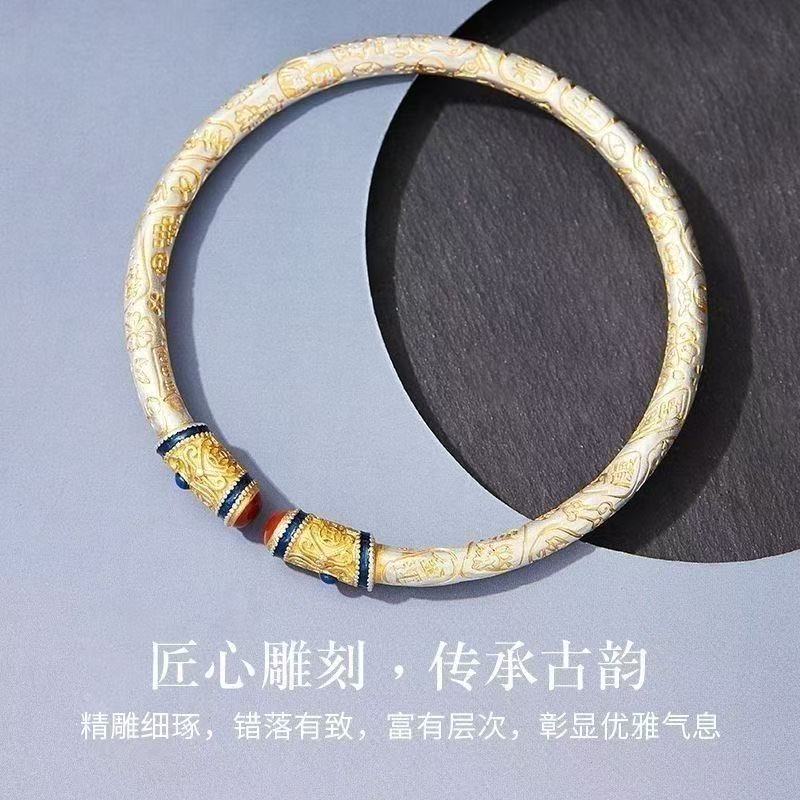 999.9银【鸿运当头】珐琅开口镯