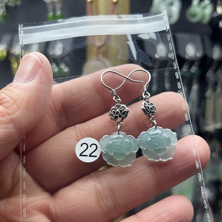 翡翠耳饰银S925镶嵌66666666