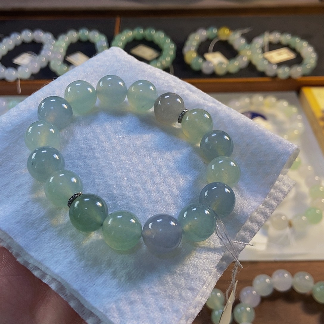 定制翡翠未镶嵌翡翠手串卡12+