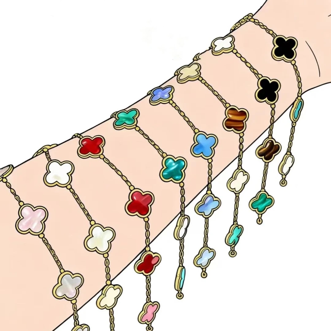 手链 V金高定 五花 原石原贝 高保色 轻奢时尚