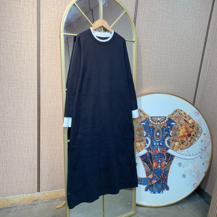 BR278孕妇黑色针织连衣裙