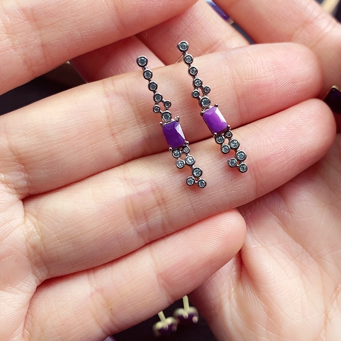 苏纪石（舒俱来）耳饰18K金镶嵌