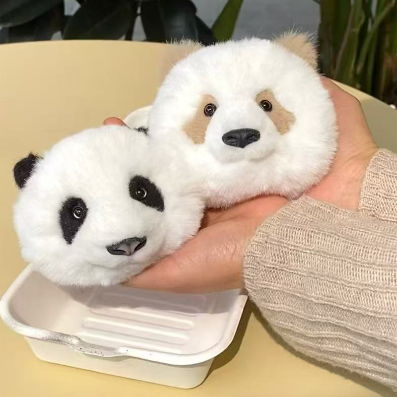 西柚熊猫花花七仔仿真熊猫头挂件熊猫基地正版玩偶书包挂件挂饰