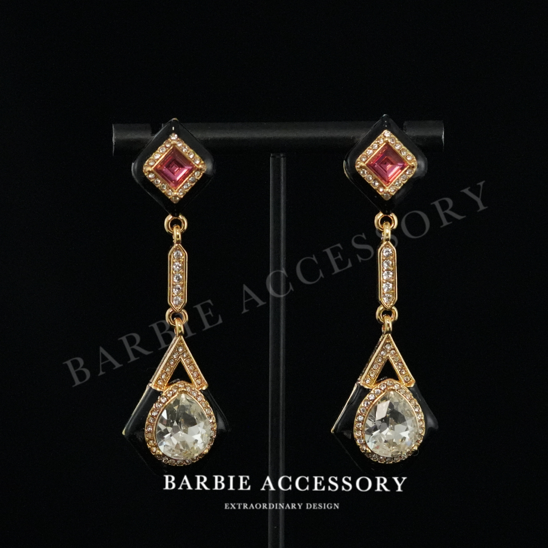 铜合金合成锆石耳饰 【黑法光纪】法式既视设计款高级感绝美耳环