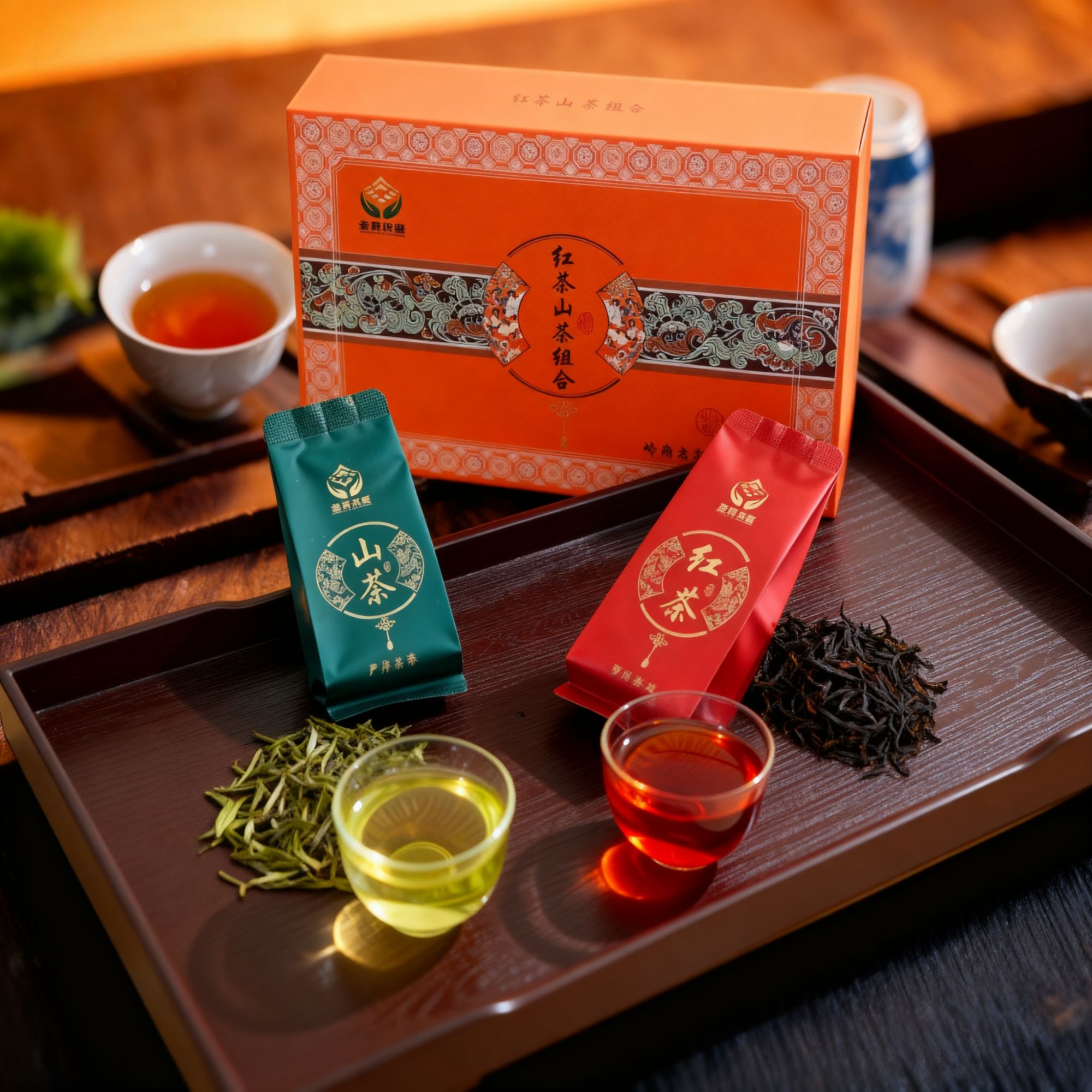 山茶红茶组合礼盒装传统古法炒茶浓香型茶叶惠州特产手信送礼