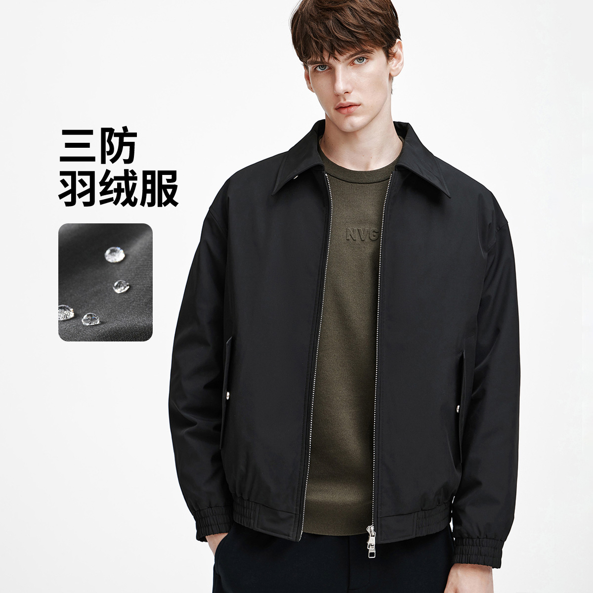 [三防拒水防潮]navigare意大利小帆船翻领羽绒服男冬款夹克