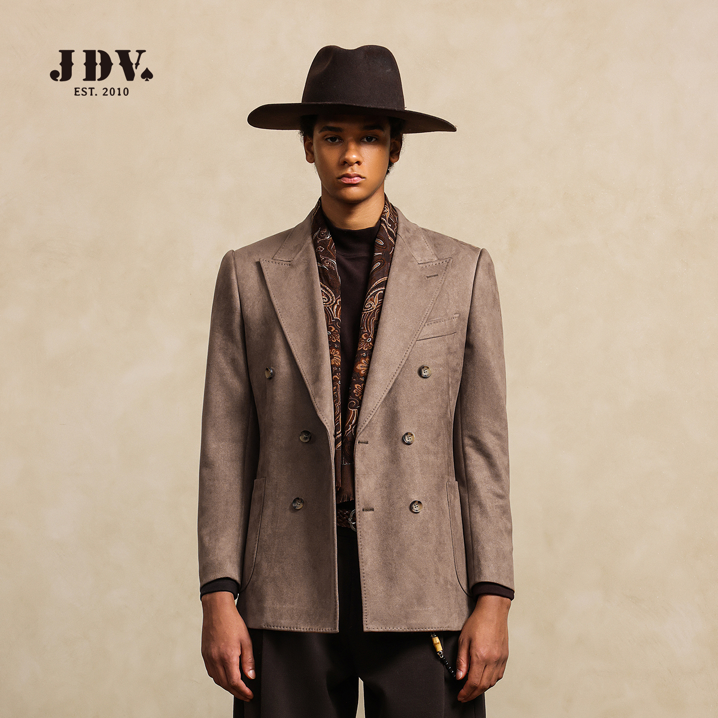 J.D.V2025秋季上新款双排扣戗驳领西服套装休闲舒适WMJ5150