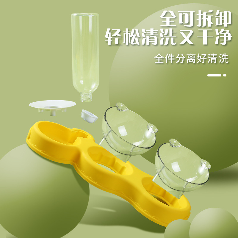 双碗猫饭盆猫碗防打翻宠物碗自动塑料宠物碗饮水食盆可爱狗碗