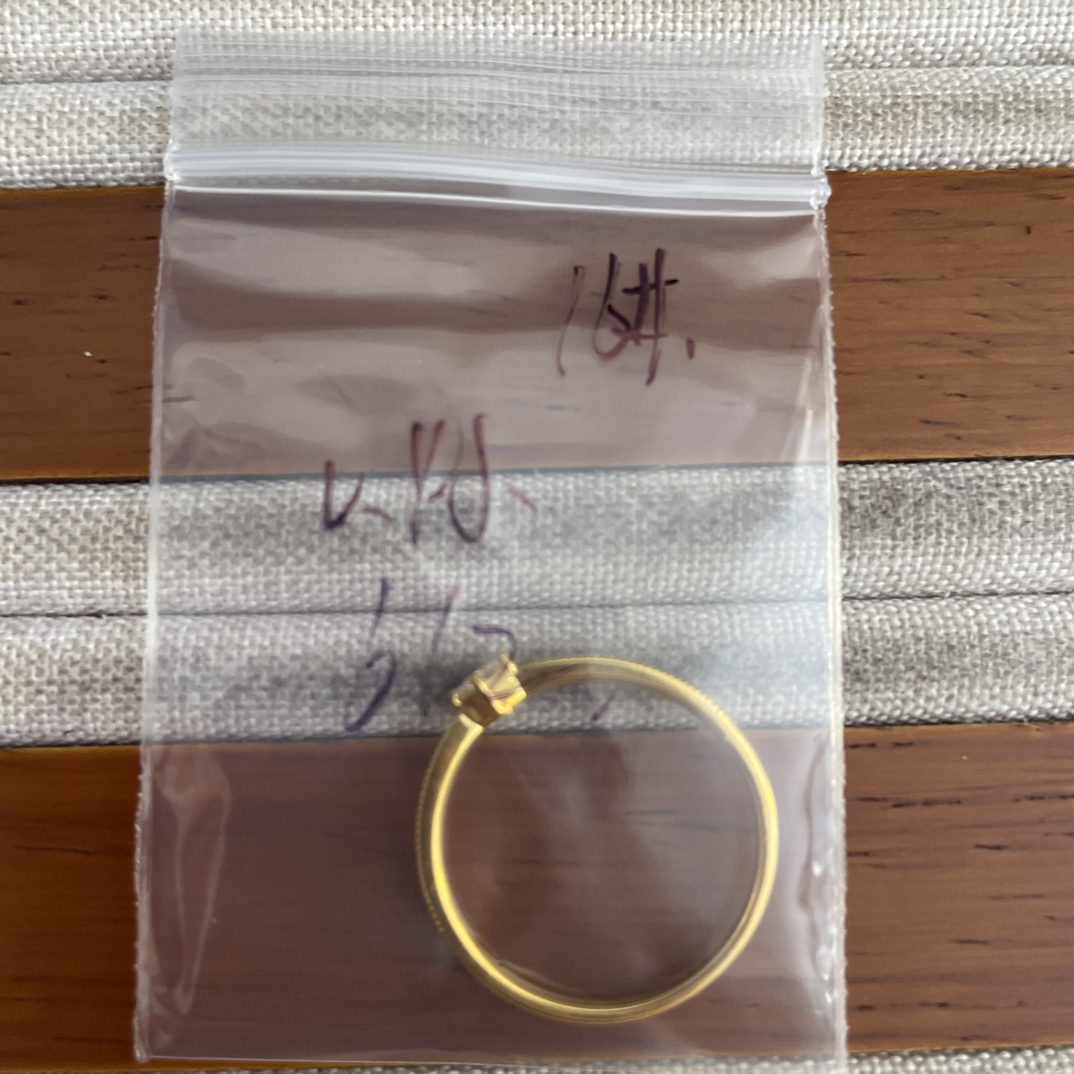 克重0.45 16号 白钻小方戒6D戒指 足金999