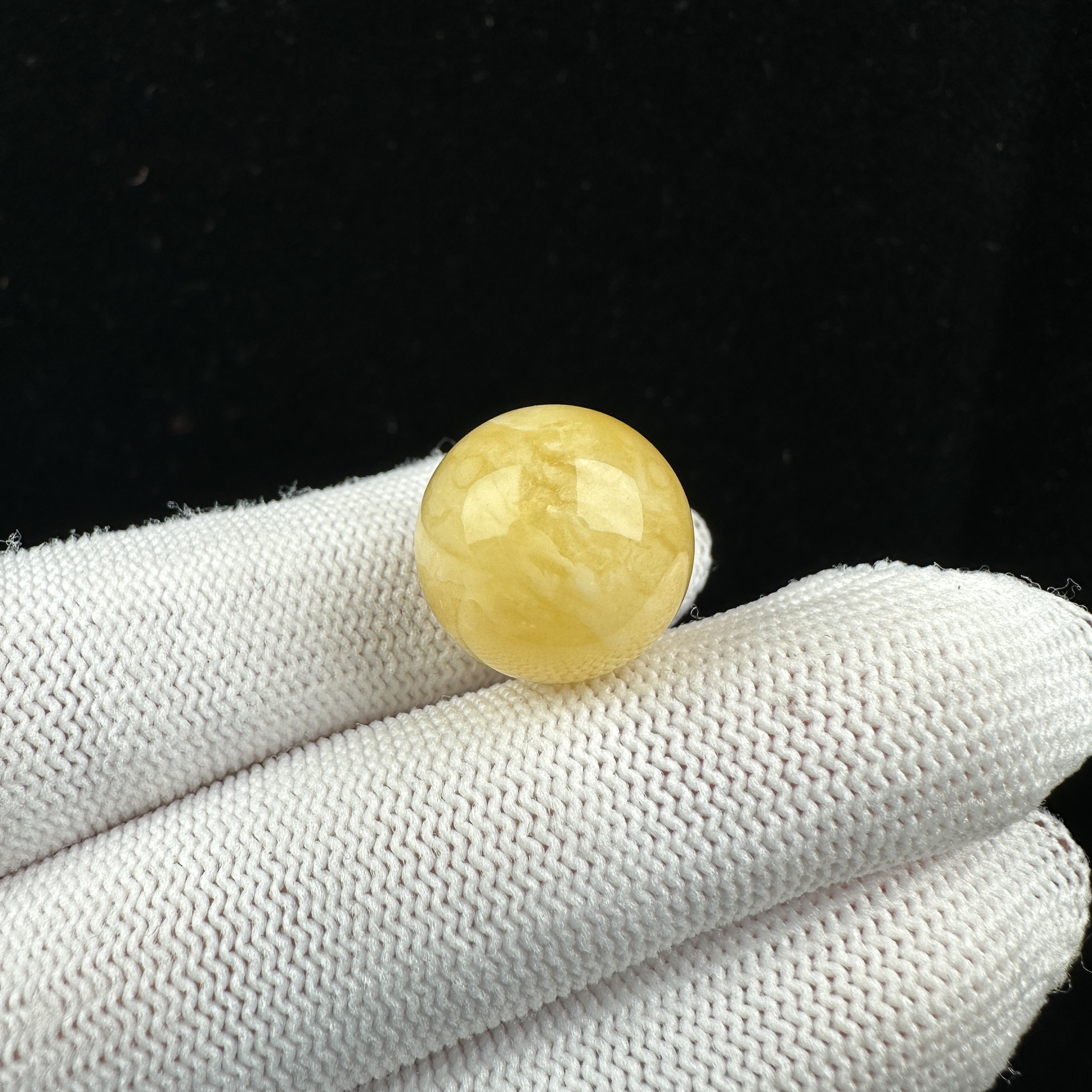 Y3043天然原矿蜜蜡 鸡油黄单珠 15.5mm抖音基地质检发货