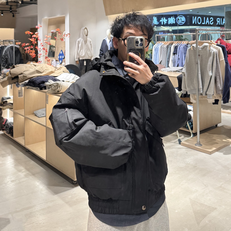 百搭立领外套休闲常规加厚棉衣保暖连帽棉服 M9066