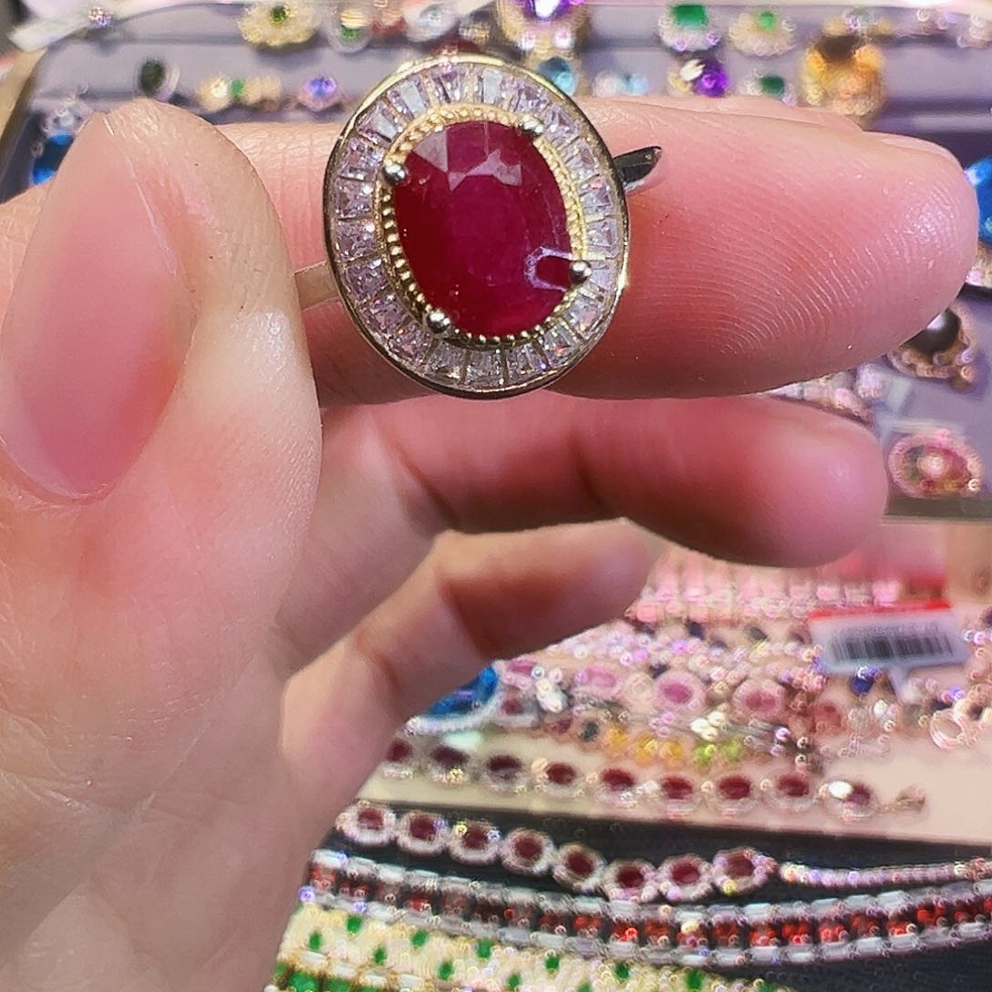 银S925镶嵌红宝石珠宝奇石