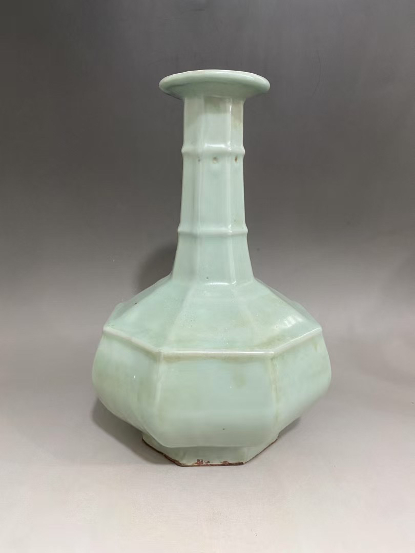 官瓷 六方长颈瓶手工陶瓷名窑古瓷