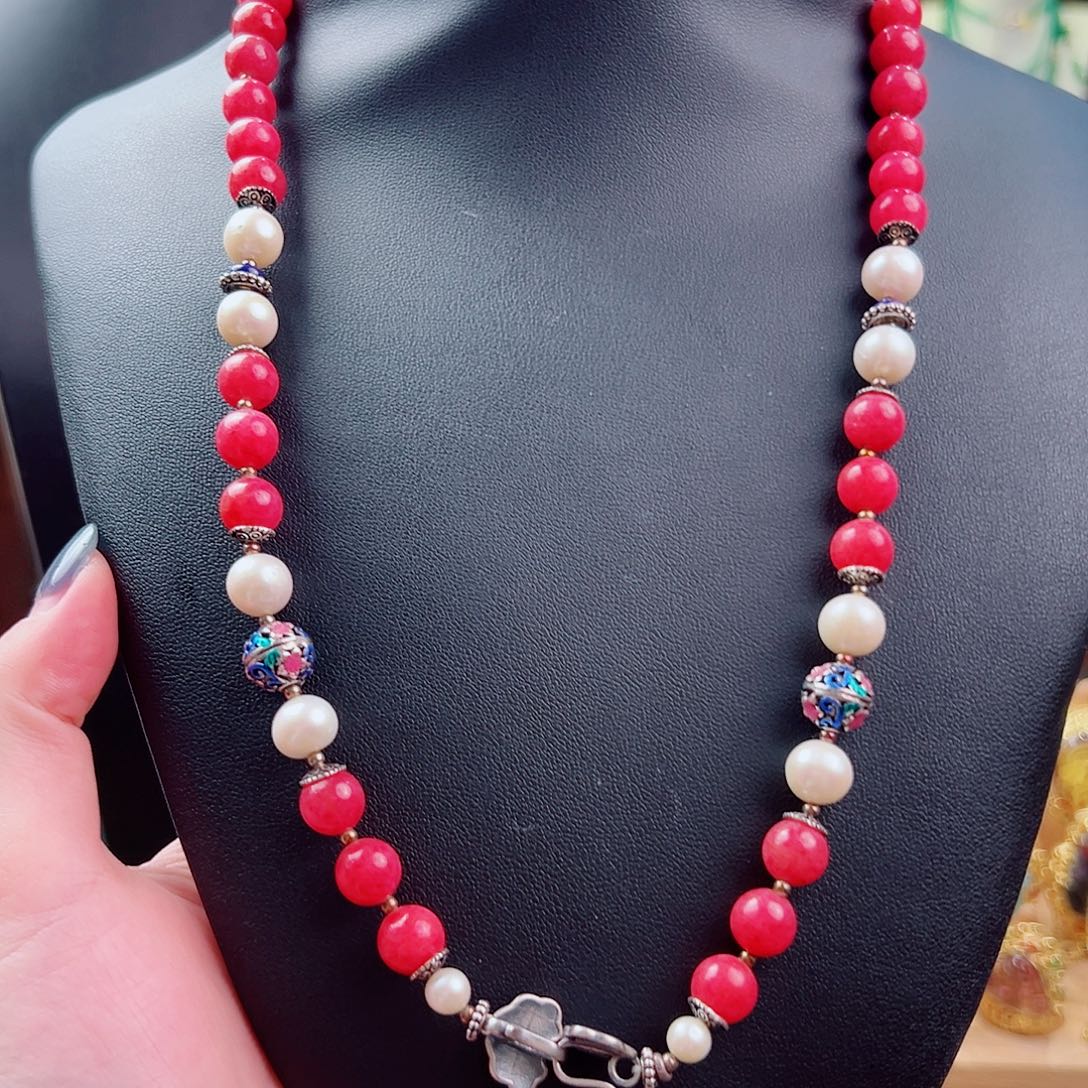 ****云淡水珍珠银S925镶嵌项链项链