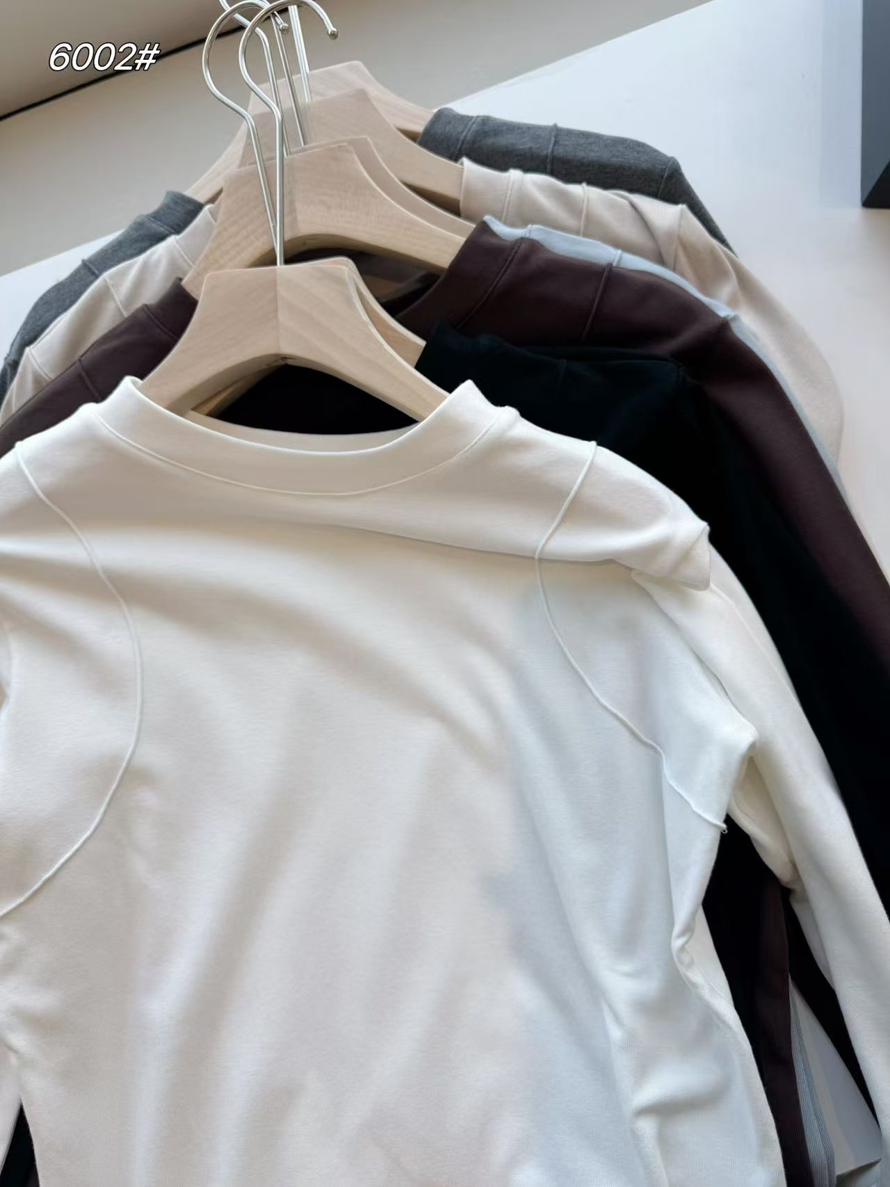 圆领打底显瘦纯色磨毛T恤百搭上衣女6002