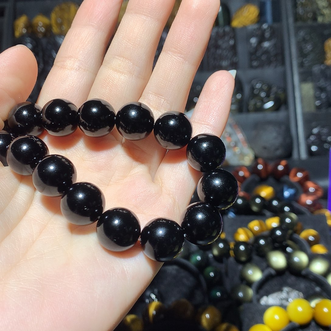 黑曜岩手链未镶嵌素*?定制