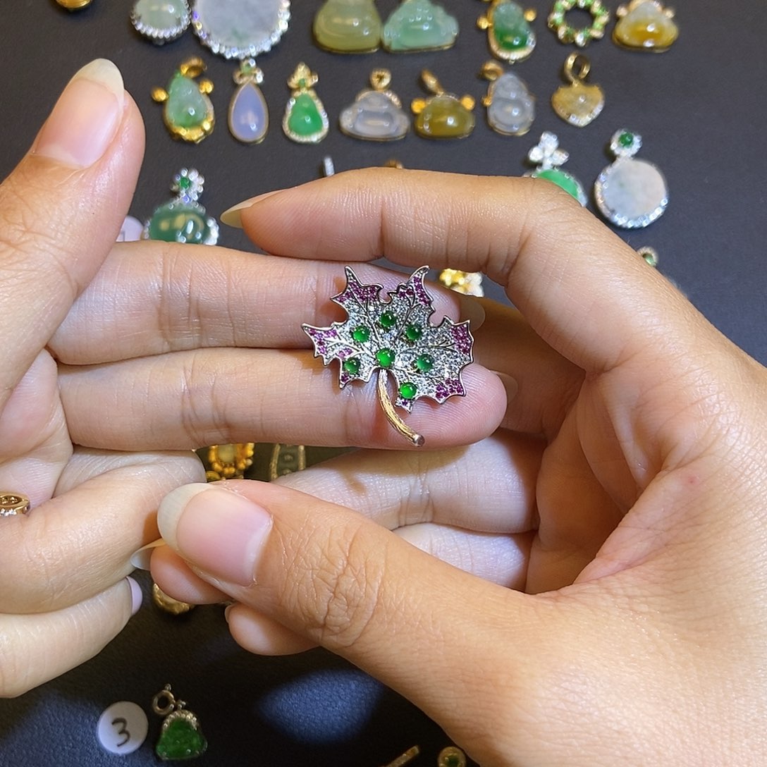 燕***行翡翠银S925镶嵌吊坠(不含链)